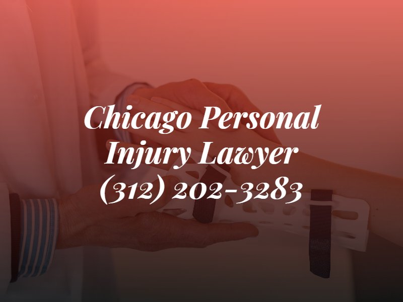 chicago personal injury lawyer text with phone number over a picture of an injured person