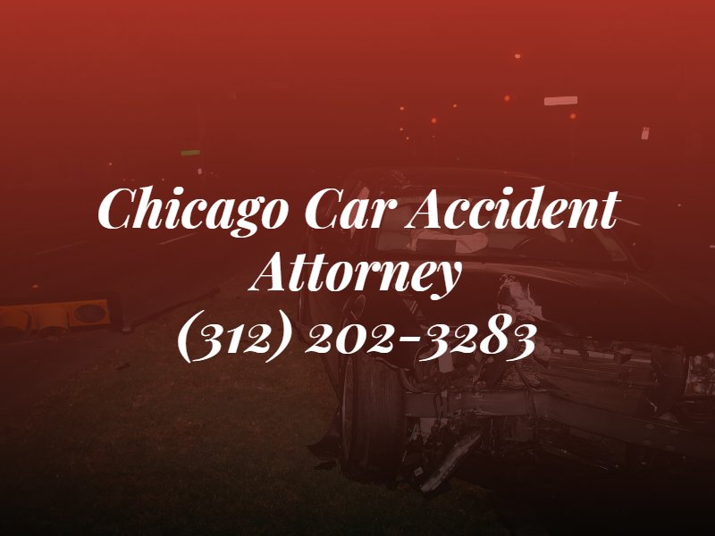 chicago car accident attorney text overlayed over picture of car accident