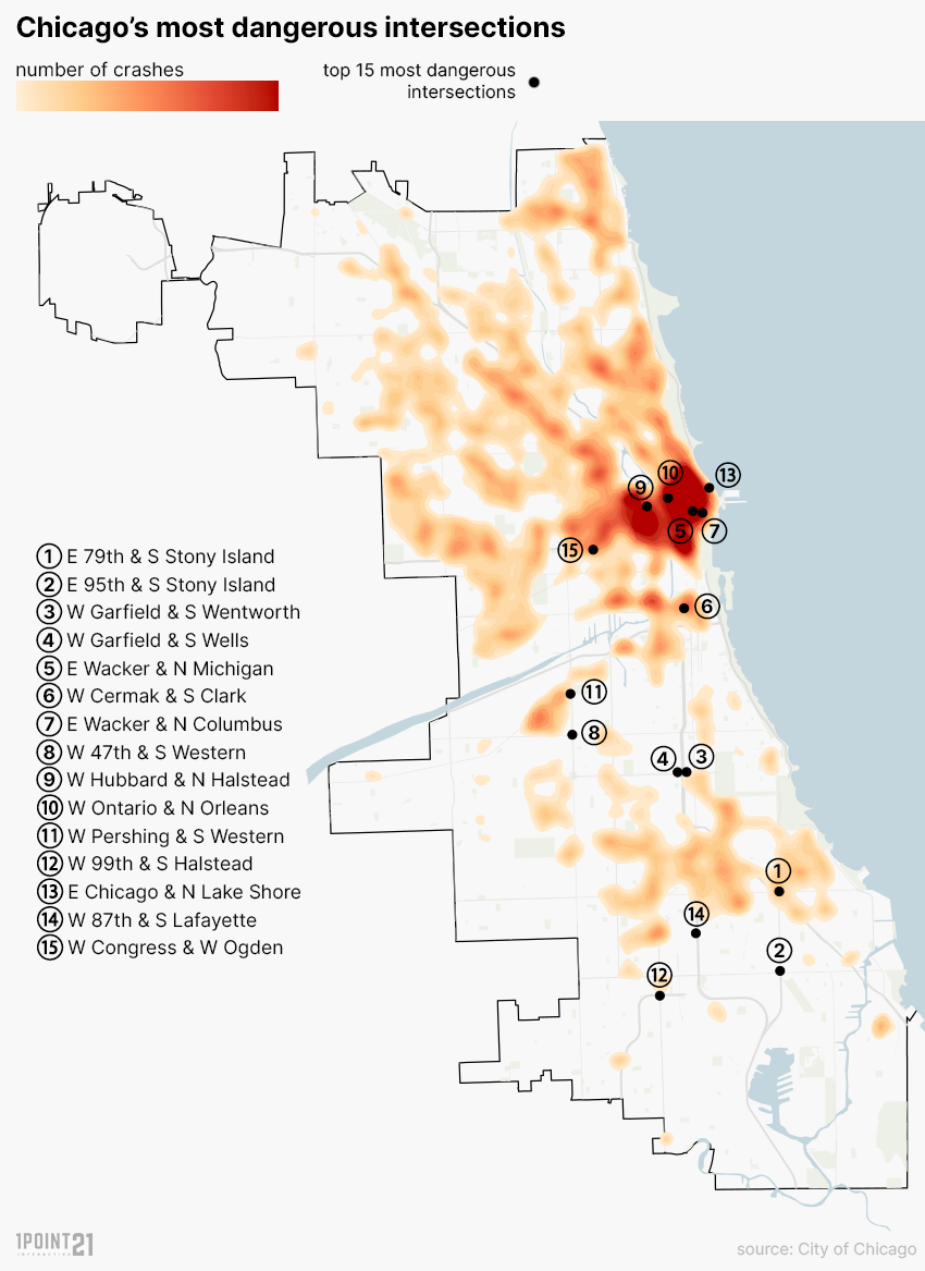 Heatmap of Chicago car crashes